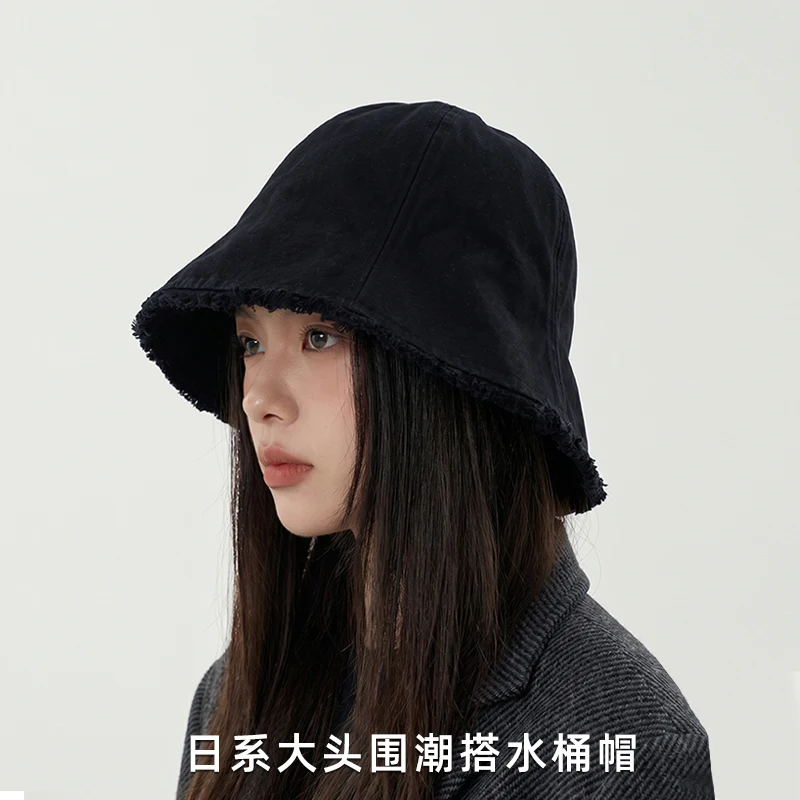 Japanese style big head fisherman hat, face covering, versatile bucket hat, sun shading hat for women in spring and autumn