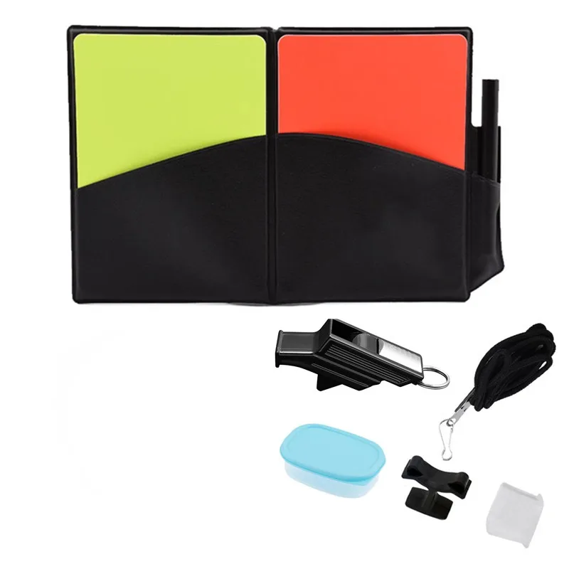 Soccer Referee Flag with Coin Whistle Red and Yellow Card Tool Professional Football Soccer Ball Match Referee Equipment Kit