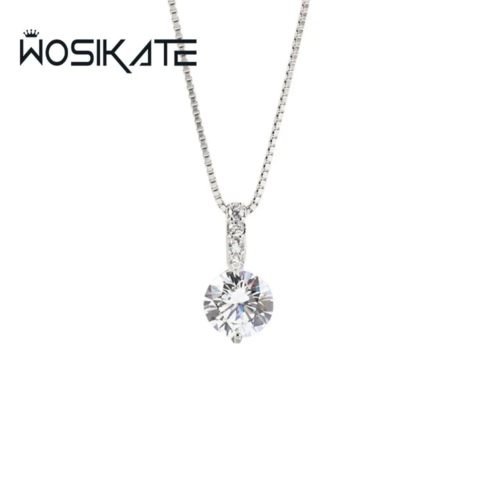 

WOSIKATE Light Luxury Geometric Pendant Necklace For Women Simple 925 Sterling Silver Fashion Jewellery Elegant Clavicle Chain