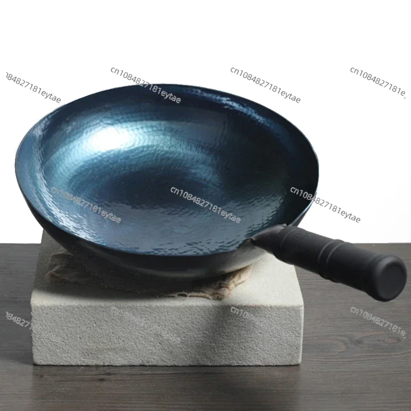 Chinese traditional hand-forged carbon steel wok, pre-loaded condiments, black iron melting pot, anti-stick gas pot