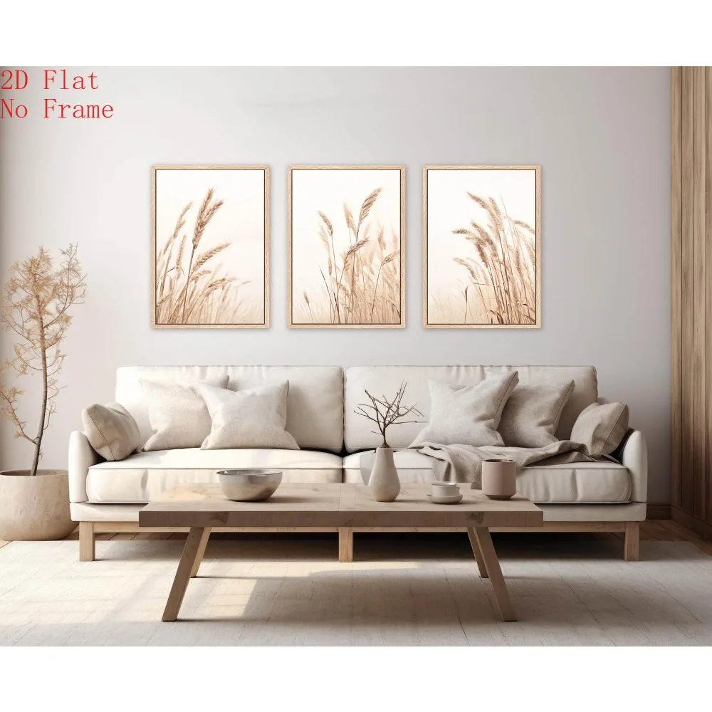 (NoFrame 3PCS)-2D Flat, 3pcs AZNM Wheat Fields Print Posters - Modern Farmhouse Botanical Wall Art Suitable for Decor, Minima
