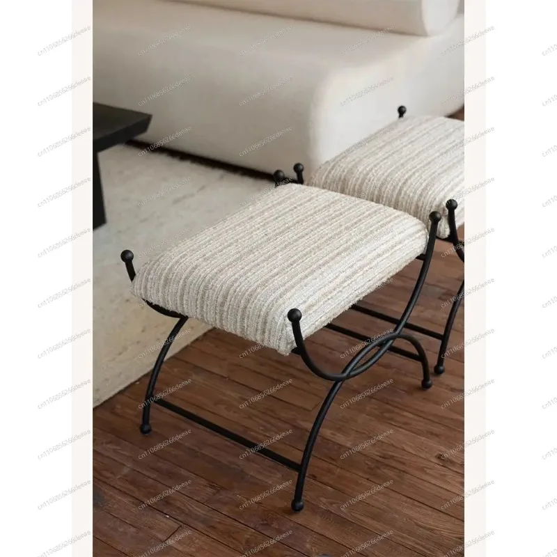 YBJFrench Vintage Upholstered Storage Shoe Bench Multi-Use Footrest Makeup Stool for Home Decor