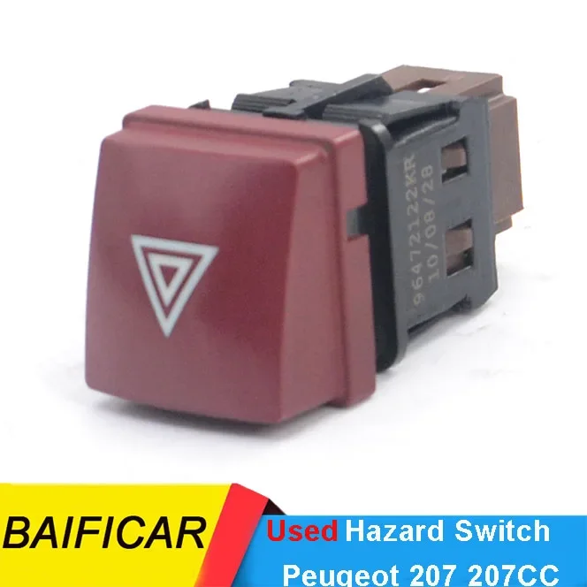 Baificar Brand Used Genuine 3 Pin Hazard Warning Flasher Switch Dangerous Light Button 96472122KR 6554RQ For Peugeot 207 207CC