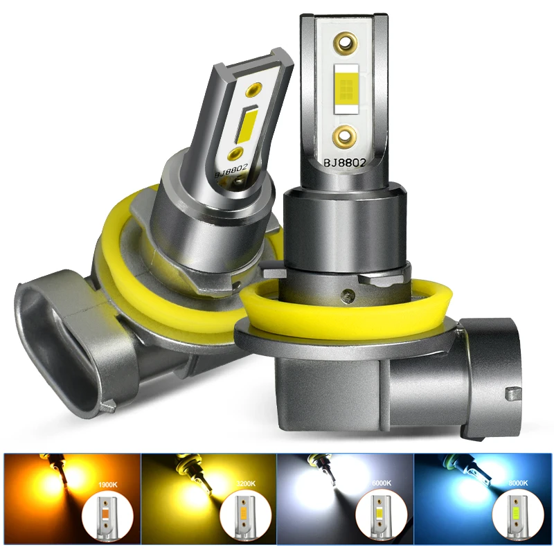 

2PCS plug and play car lights B1 H11 H8 H9 H16 1900K amber 3200K gold 6000K white 8000K blue lighting color fog lights