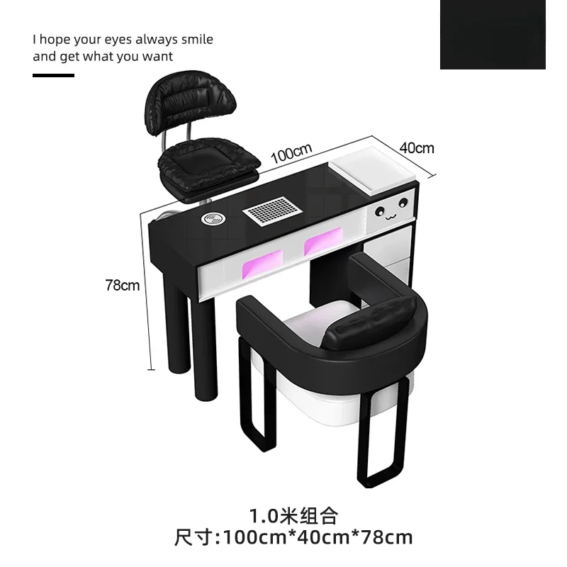 

The new M4 cream style manicure table and chair set of Yimingshi is embedded with three generations of high-power vacuum cleaner