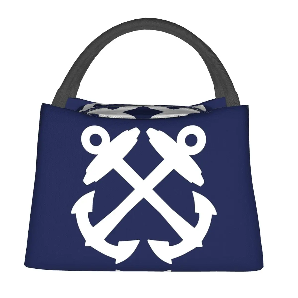 Boatswains Mate Crossed Anchors - White Insulated Lunch Bag for Women Kids Portable Food Boxes Thermal Lunch Box Tote