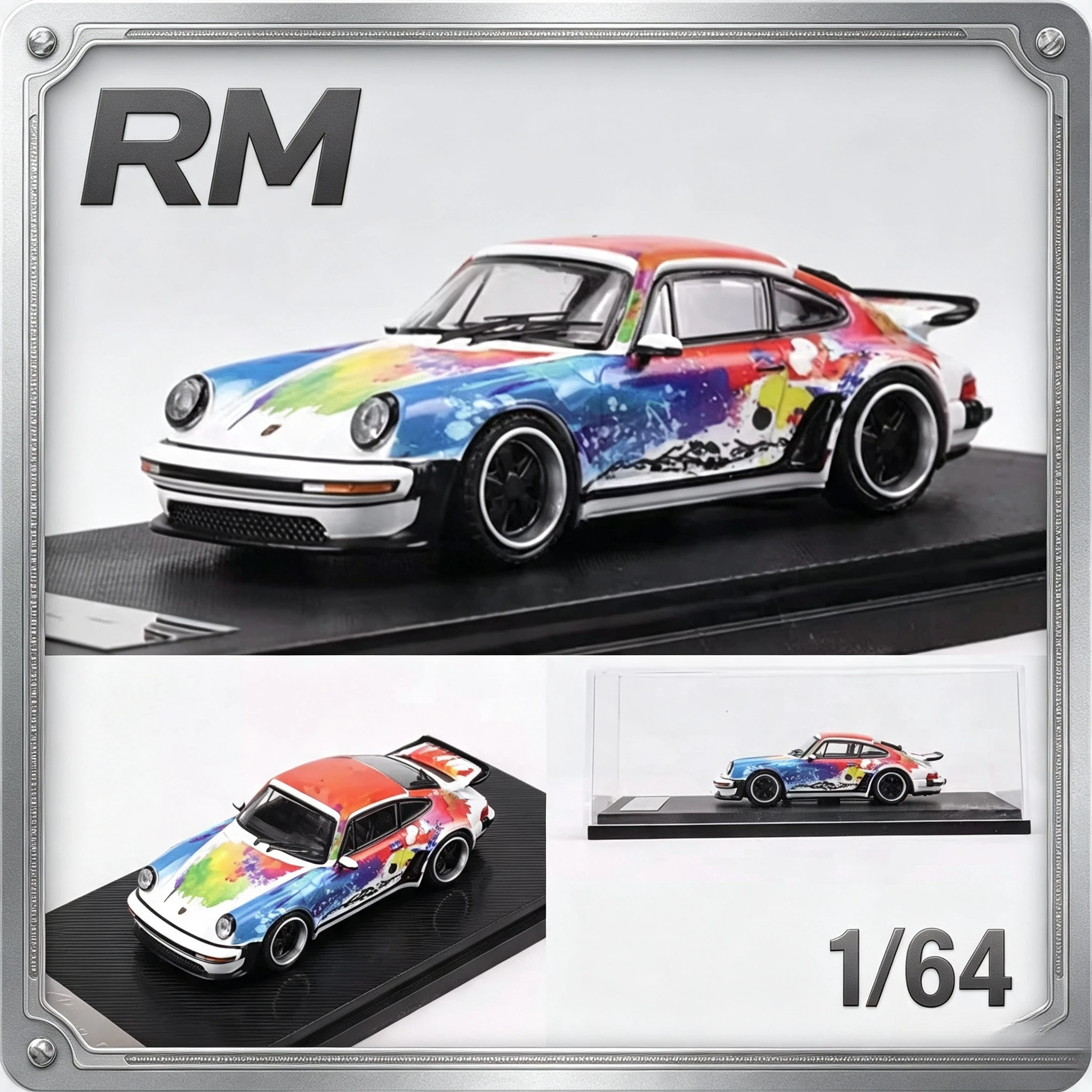 RM 1:64 alloy Singer Turbo Study 930 convertible car model, realistic replica, collectible, adult decorative item, boys' gift