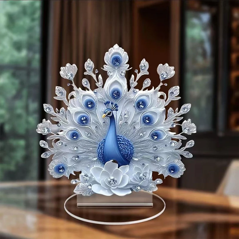 【D】Elegant Peacock Figure Office Housewarming Gift Desktop Decor Ornament Home Decor