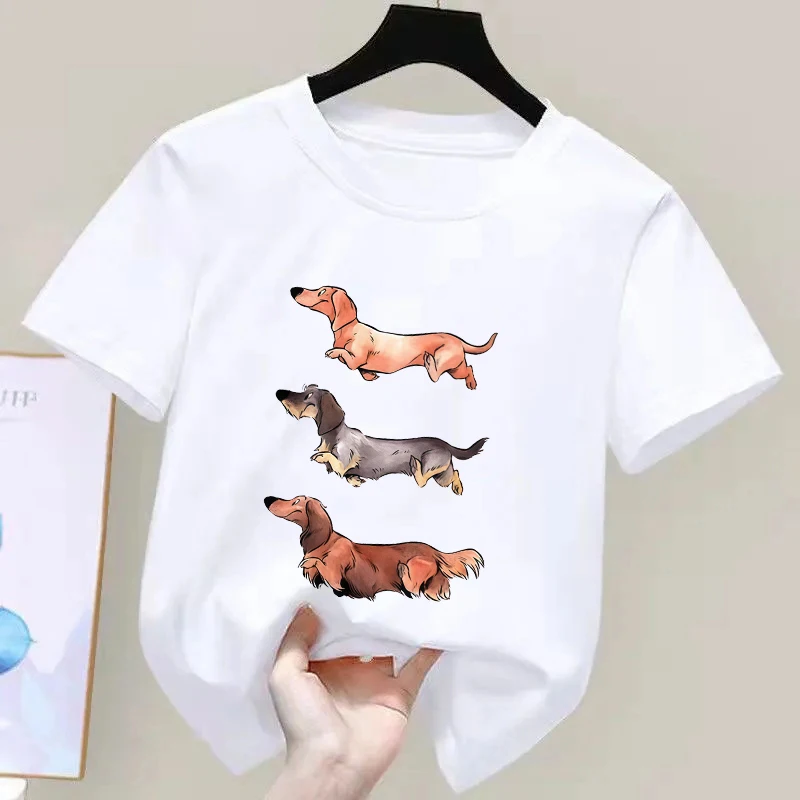 Dachshund Teckel Cute Dog Kids Tshirt Cute Printing Shirt Fashion T-Shirt for Casual Tops Short Sleeve