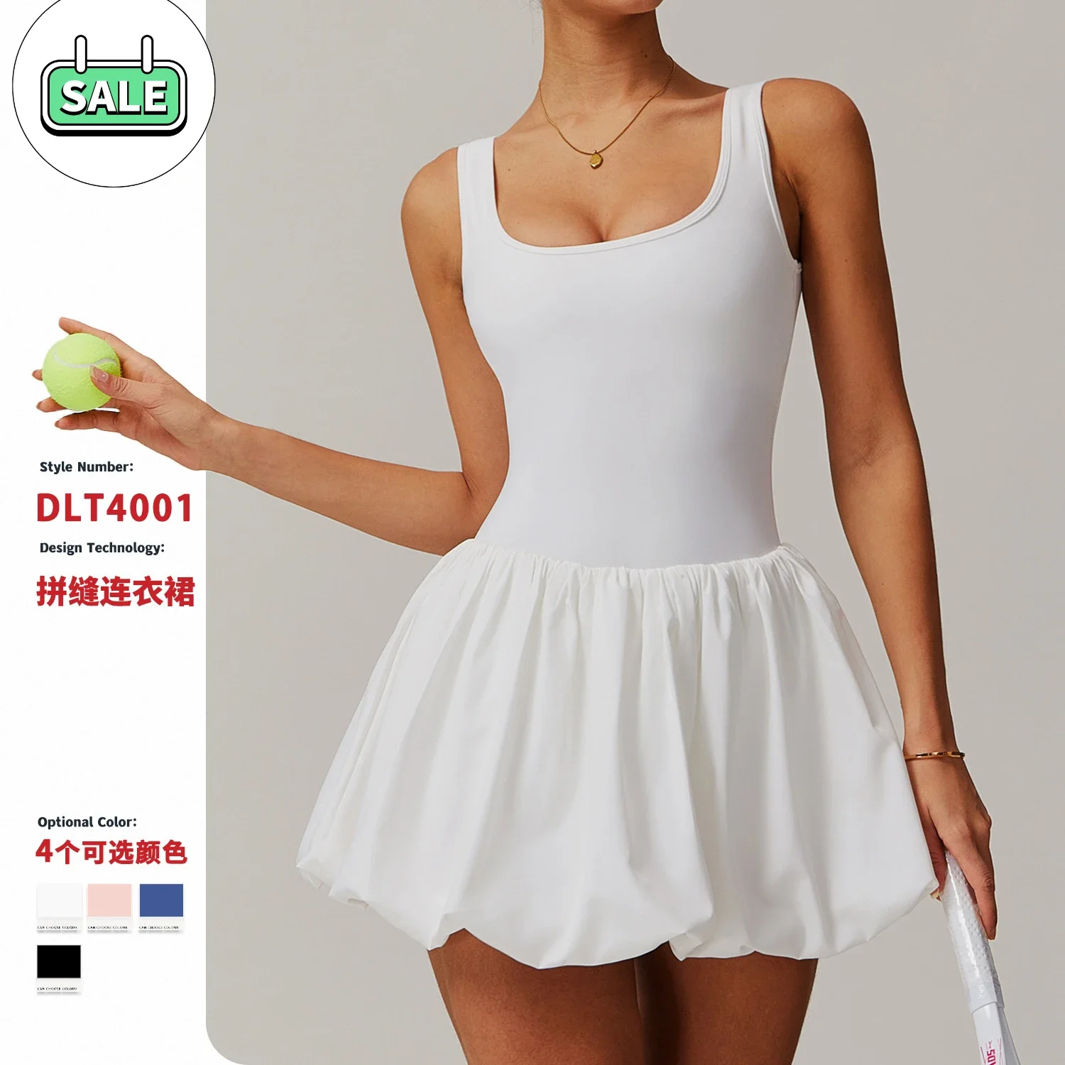 

Tennis Dress Women with Shorts Sleeveless Sport Golf Wear Graceful Swan Outfit Black White Blue Pink Badminton Clothes Party