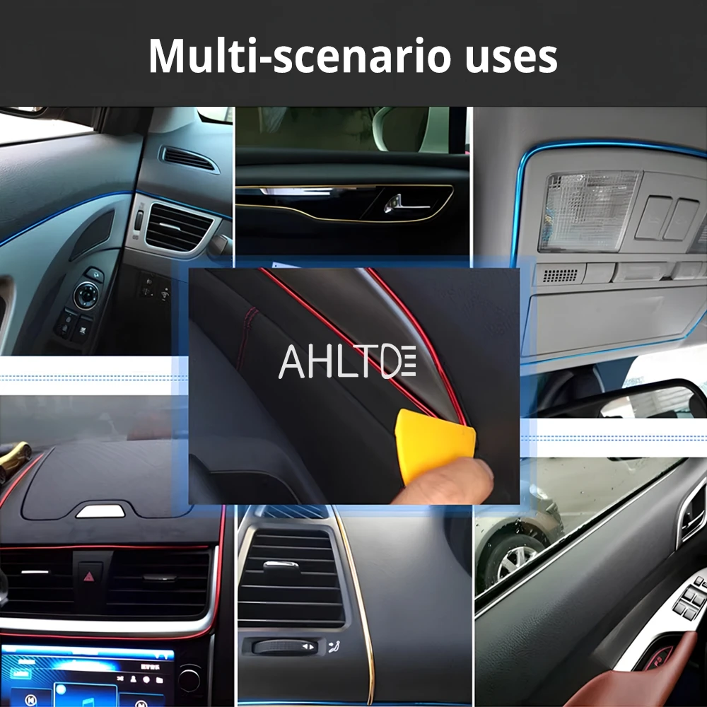 1Pc Universal Auto Moulding Decoration Flexible Strip 5M Interior Car Trim Dashboard Line Metal Effect Door Edgein Styling Tools
