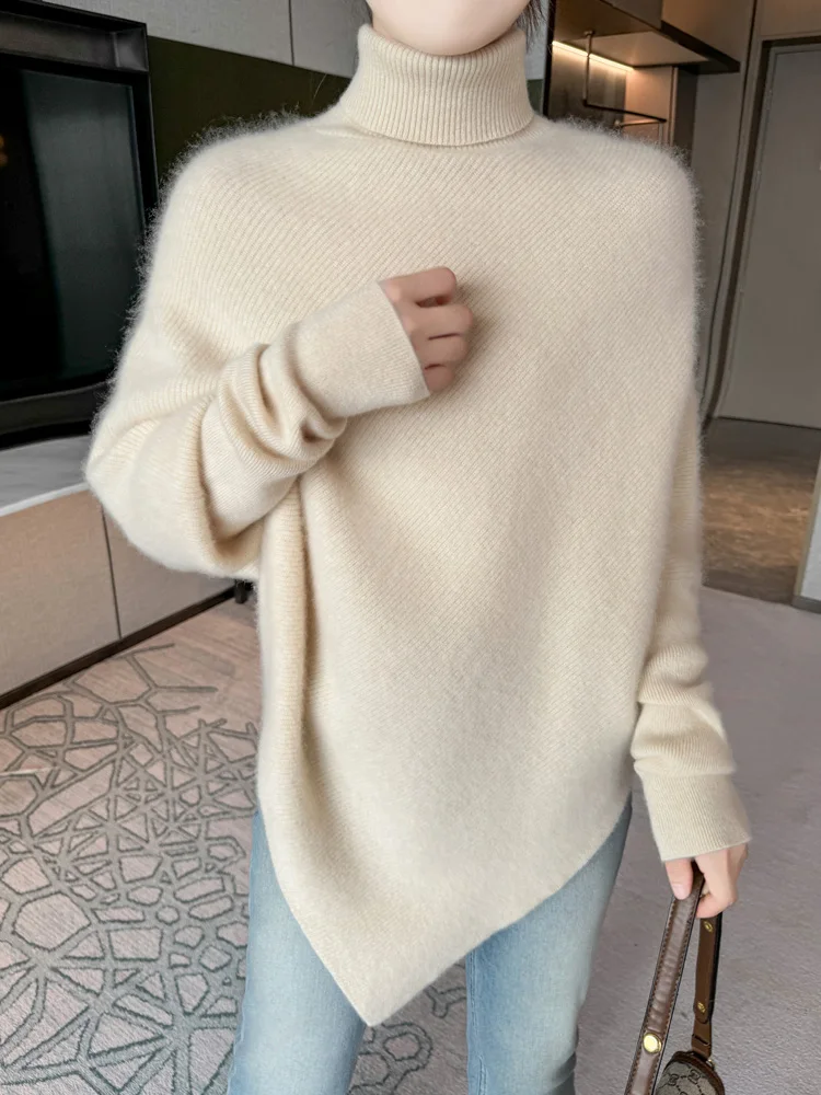 New Fashion 100% Merino Wool Women Sweater Office Lady Knitted Pullover Autumn Winter Outerwear Long Sleeve Cashmere Clothes Top