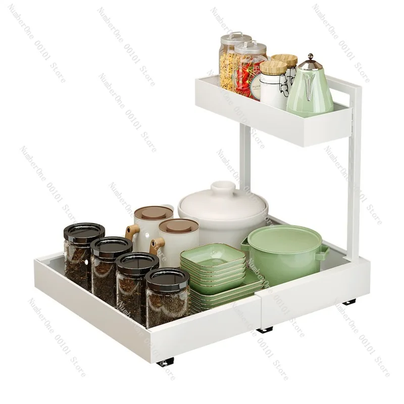 Kitchen sink shelf | Pull-out trays are floor-to-ceiling adjustable cabinet storage baskets