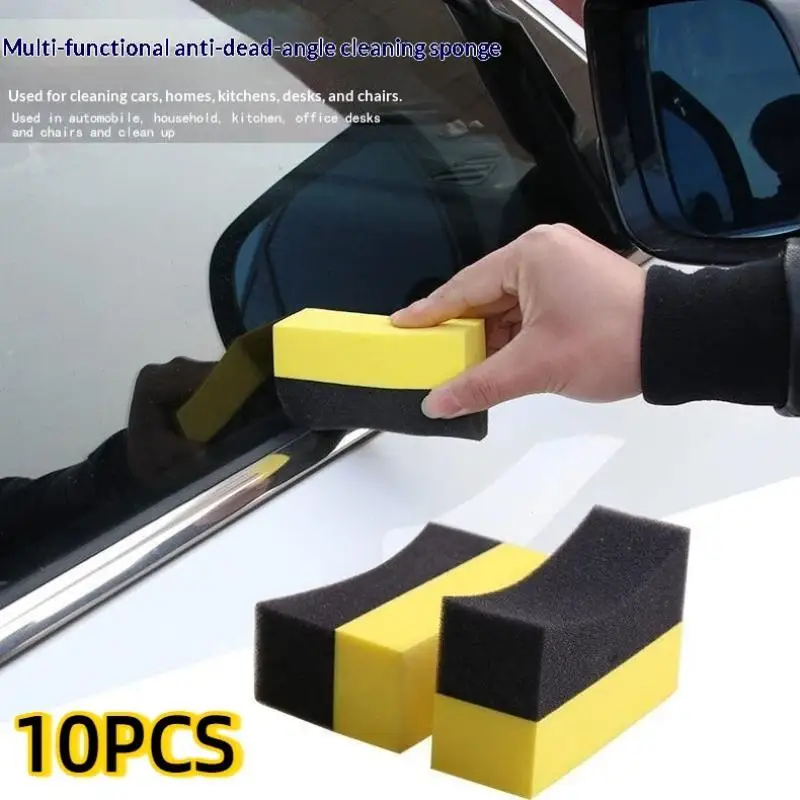 5/10Pcs Multi‑Purpose Car Wash Sponge Wheel Tire Cleaning Wiper Pad Wax Polishing Brush Auto Exterior Care Accessory Tools