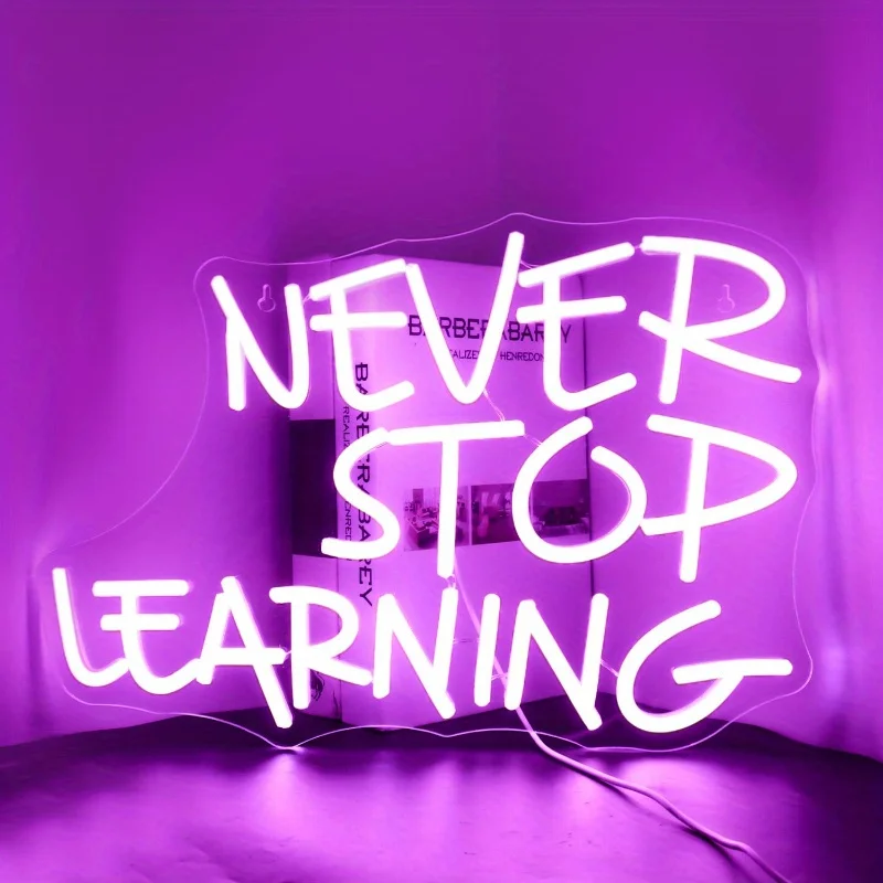 

Never Stop Learning Neon Wall Lights, LED Letter Wall Decorations, USB Lights, Home Offices, Studies, Classrooms
