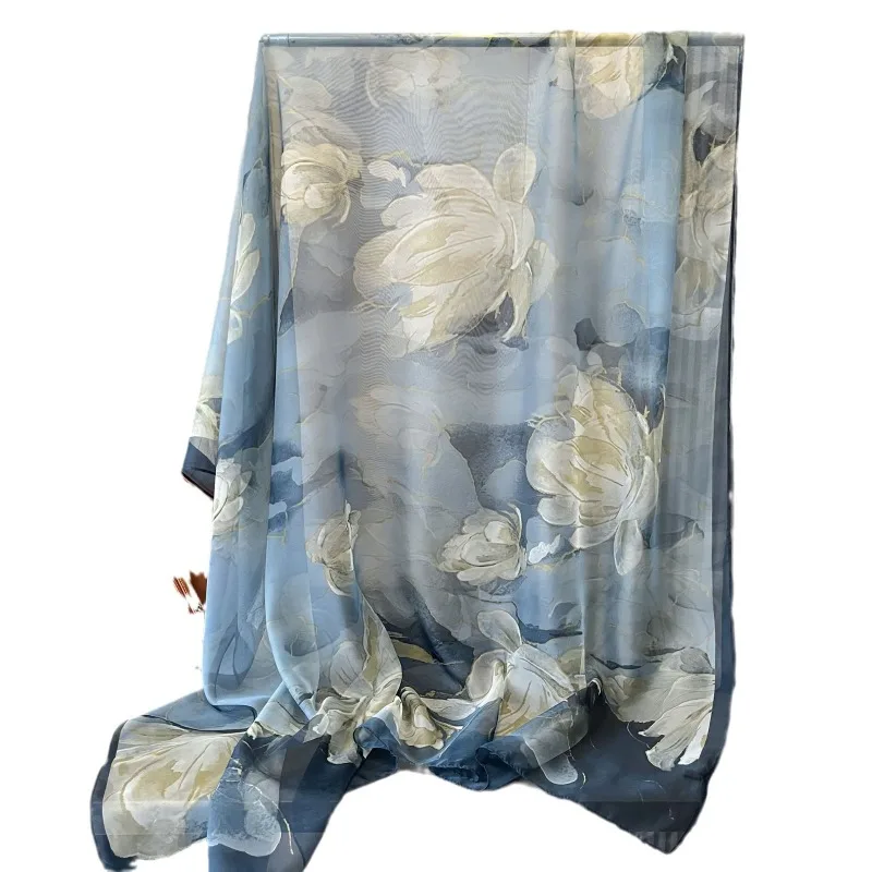 女性シフォンスカーフファッションレジャー日焼け止め枝柄ロングショール多用途エレガントなミニマリストレトロ女性スカーフ