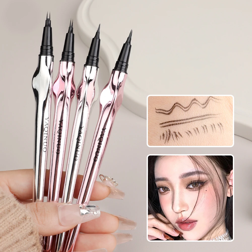 Ultra-Fine 2Point Eyebrow Pencil Lasting Easy To Grip Positioning Brow Pen Waterproof Liquid Lying Silkworm Eyeliner Eyes Makeup