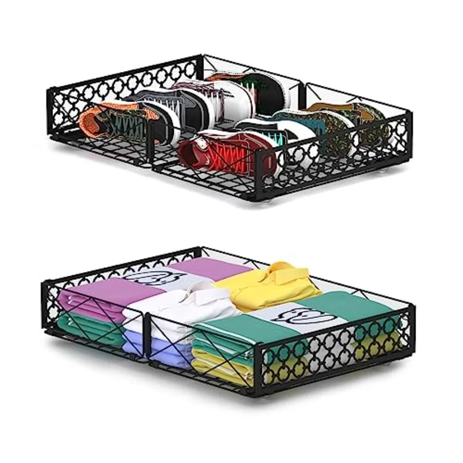 

Under Bed Storage with Wheels, 2 Pack Rolling Under Bed Storage Containers Foldable Metal Under the Bed Organizer Bins for Bedr