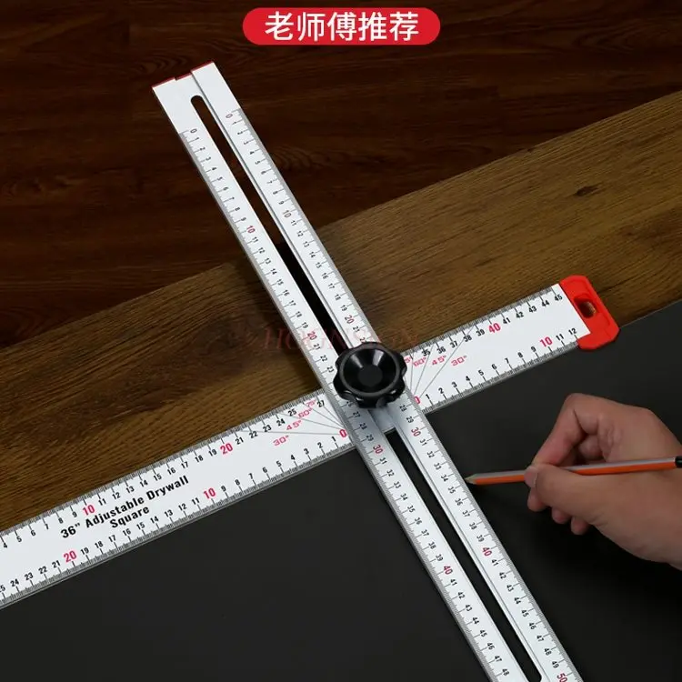 1pcs Multi functional combination angle ruler, aluminum alloy woodworking movable angle ruler, universal T-shaped ruler