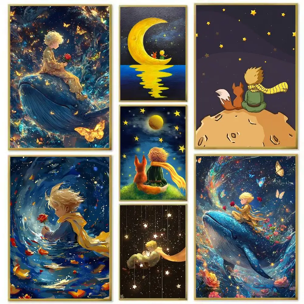 ملصق B- ينتمي إلى رسوم متحركة ليتل برينس مقاوم للماء عالي الدقة مطبوع على الحائط ذاتي اللصق. ديكور غرفة المنزل الجمالي ل