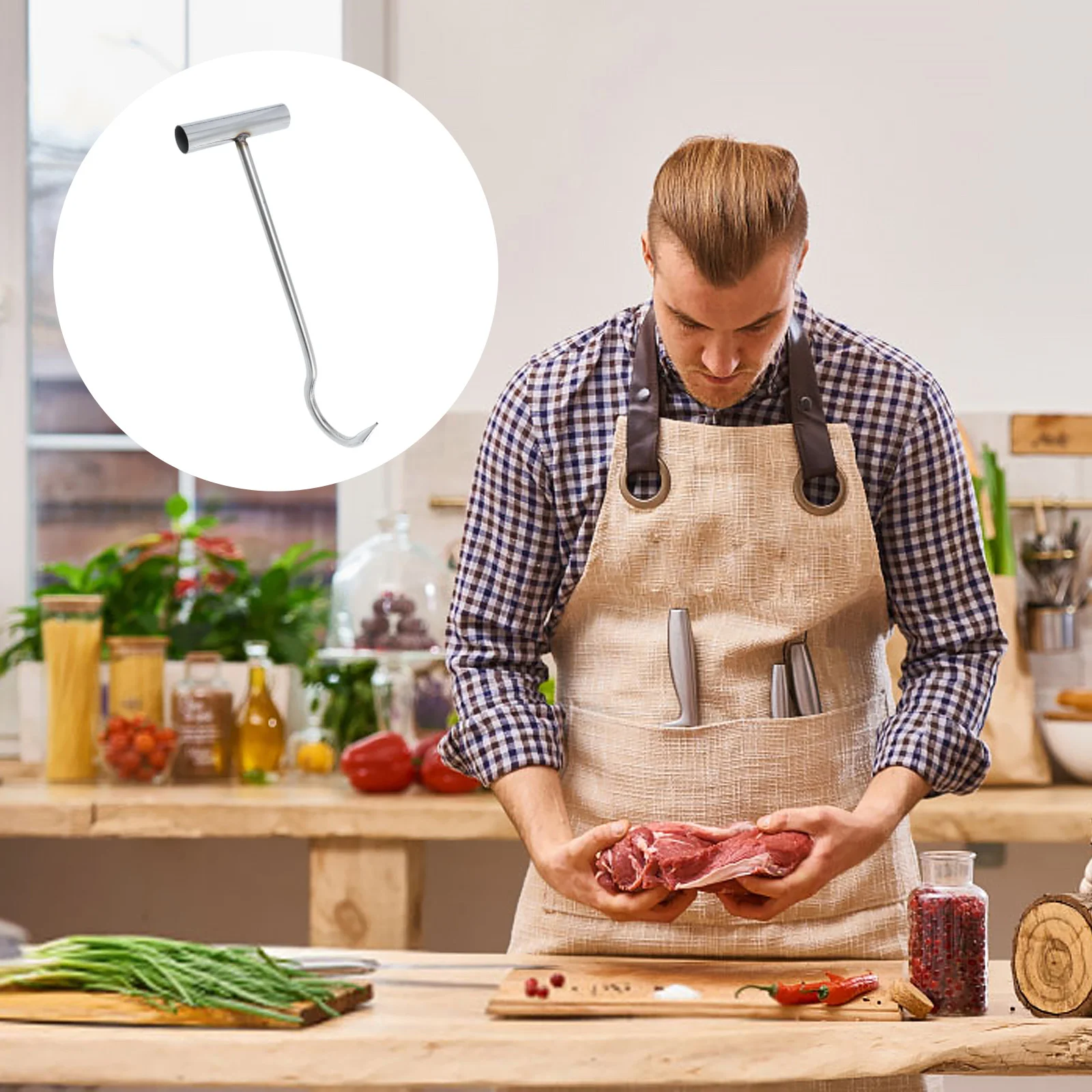 

Stainless Steel Manhole Cover Hook Meat Hanger Hooks Practical Hanging Clothes Rack