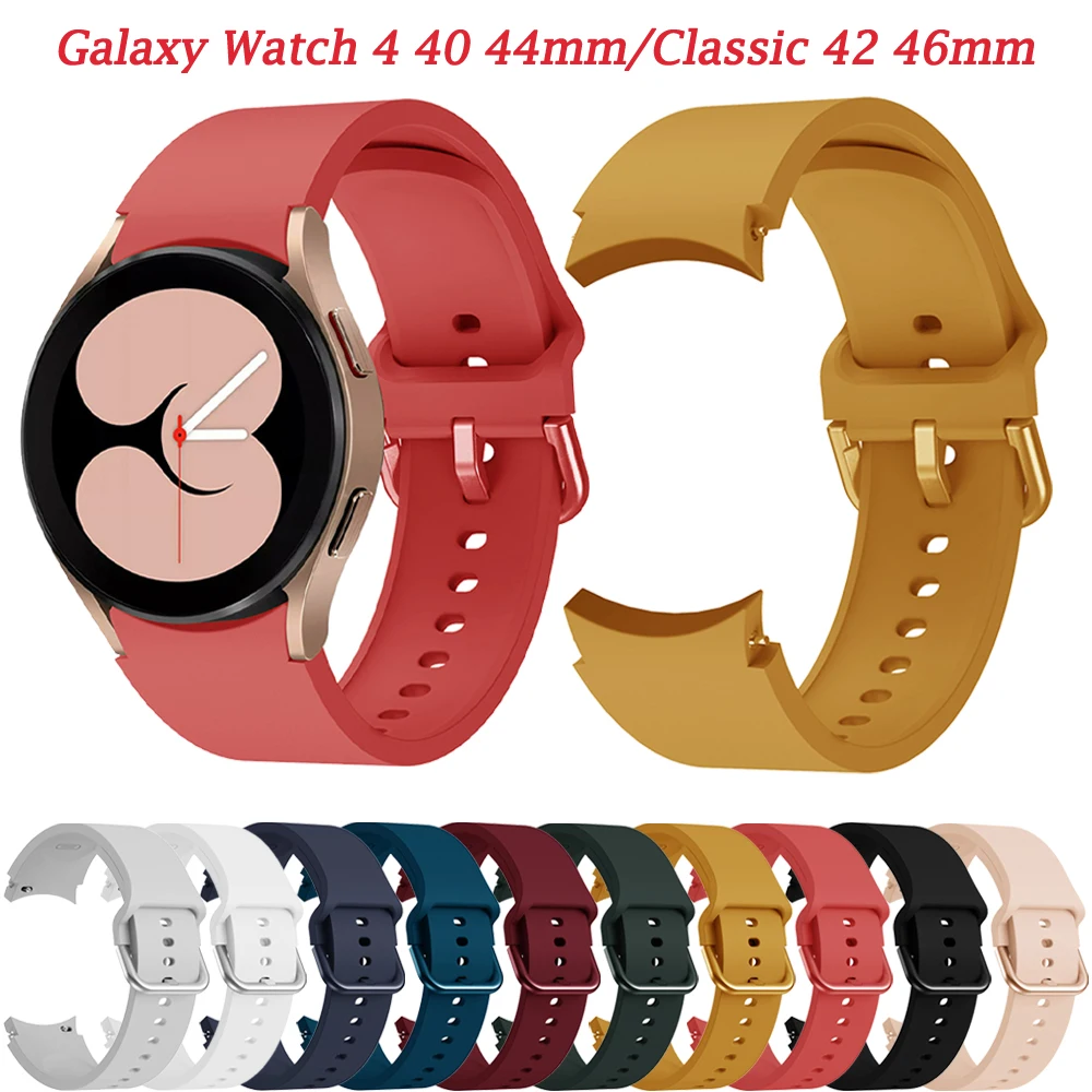 

Curved End Silicone Sport Smart Strap For Samsung Galaxy Watch4 Classic 46 42/Watch 4 44 40mm Wristband Ridge Bracelet Accessory