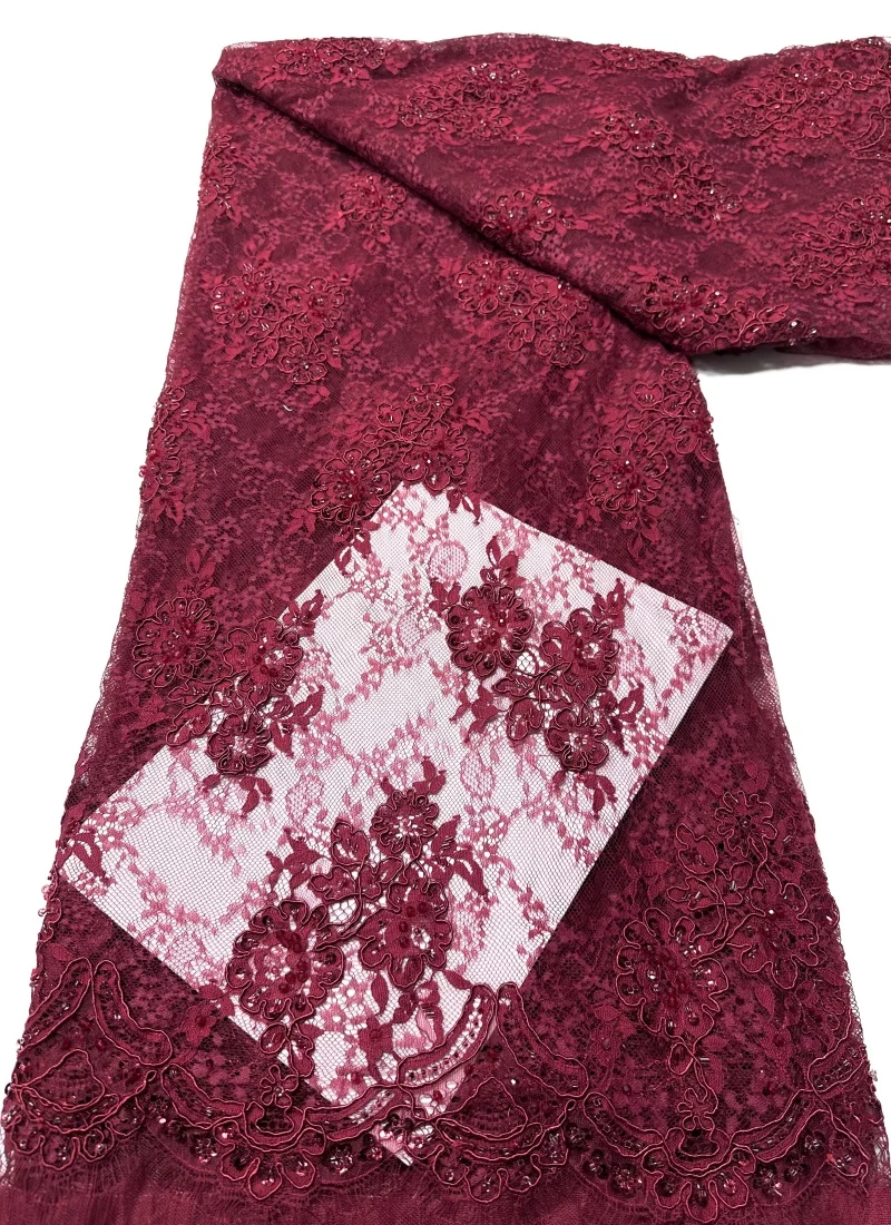 

Африканское гипюровое кружево с бисером 2026: высококачественная французская кружевная ткань для женских платьев на день рождения, 3 м