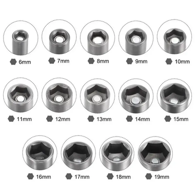 Juego de boquillas de manga hexagonal, 10/15 piezas, 5,5-19mm, juego de brocas de destornillador de tuerca magnética, broca de CR-V adaptada a broca de enchufe