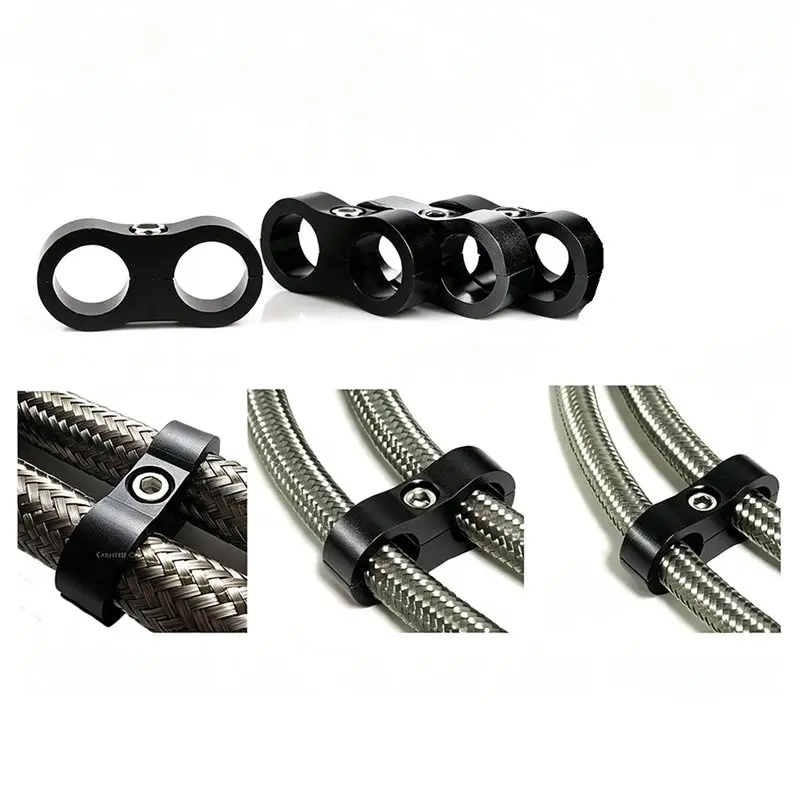 CYL-AN6 For Automotive Modification Oil Line Splitter Mounting Clamps, Braided Dual-Pipe Separator Clamps(4-Pack)
