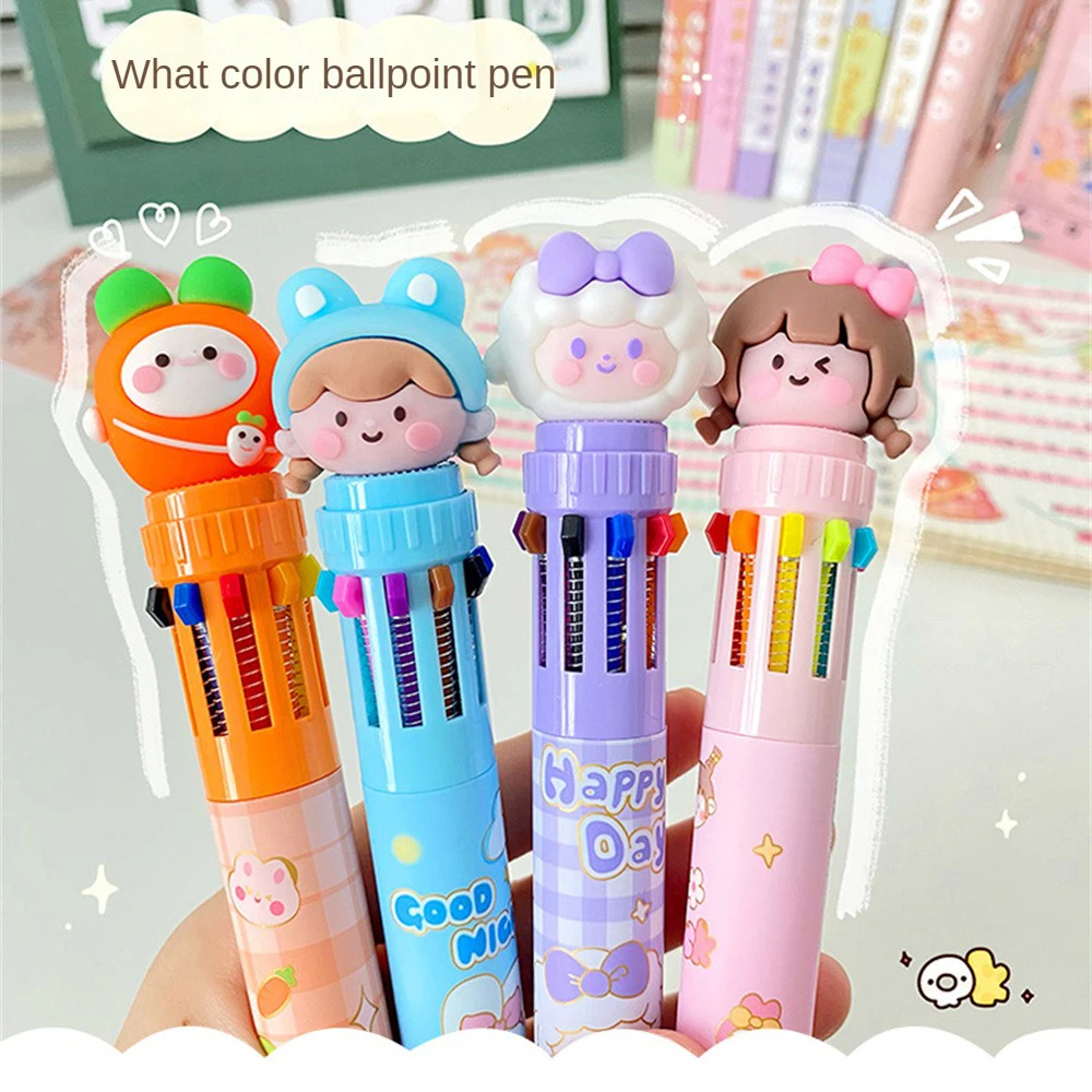 Colorful Diary Accessories Useful Polychromatic Good Looks Ten Color Ballpoint Pen Lovely School Supplies Gifts For Students