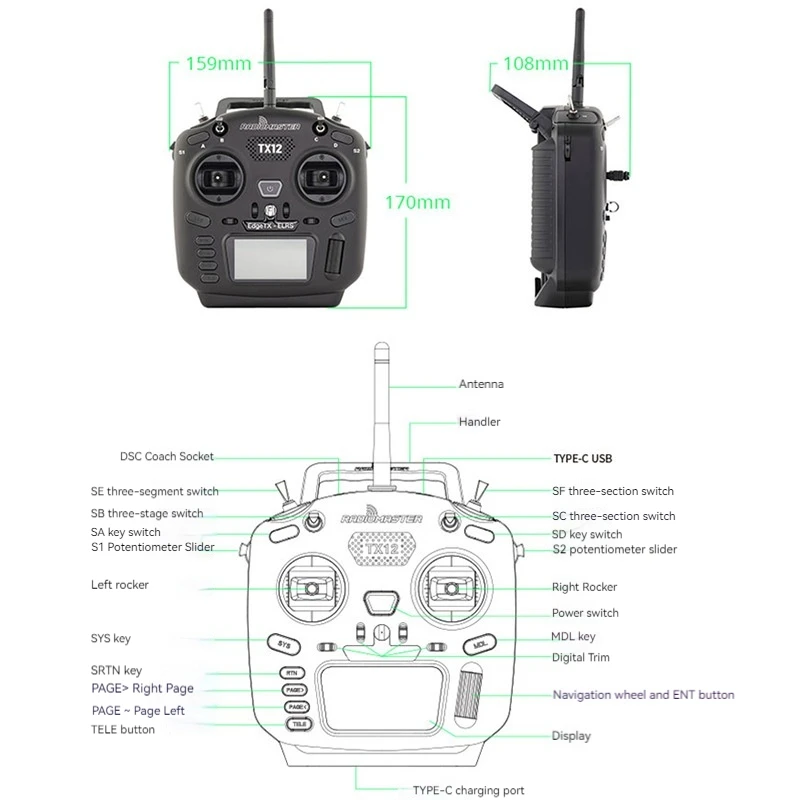 Radiomaster Tx12 nowy Hall Rocker Model samolotu pilota zdalnego sterowania Fpv przejście maszyna Edgetx Elrs Open Source dzieci