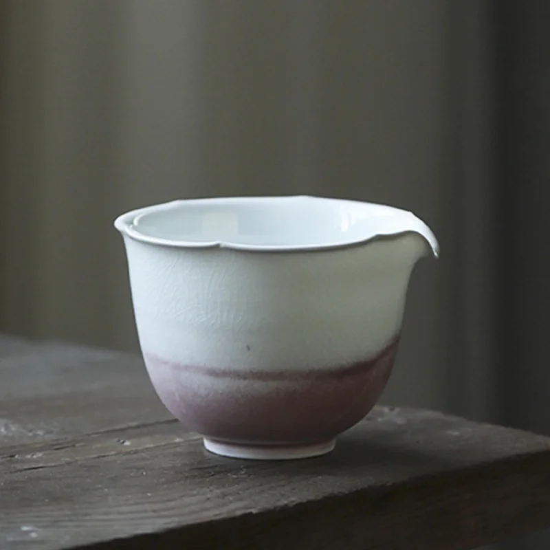 ★Jingdezhen Manual Flambe Pitcher Gracked Glaze Supportable Pitcher Tea Pitcher Flower Mouth Pitcher Pink Glaze Tea Set
