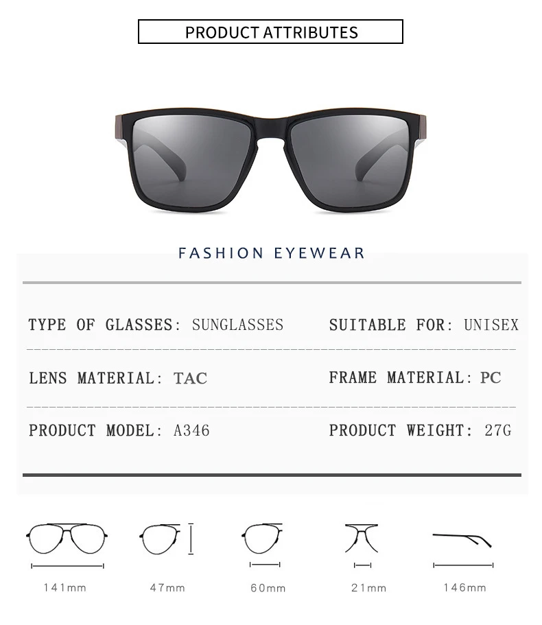 Brand Square Polarized Fashionable Cycling Glasses Men and Women Running Outdoor Sports Fishing Colorful Sunglasses UV400