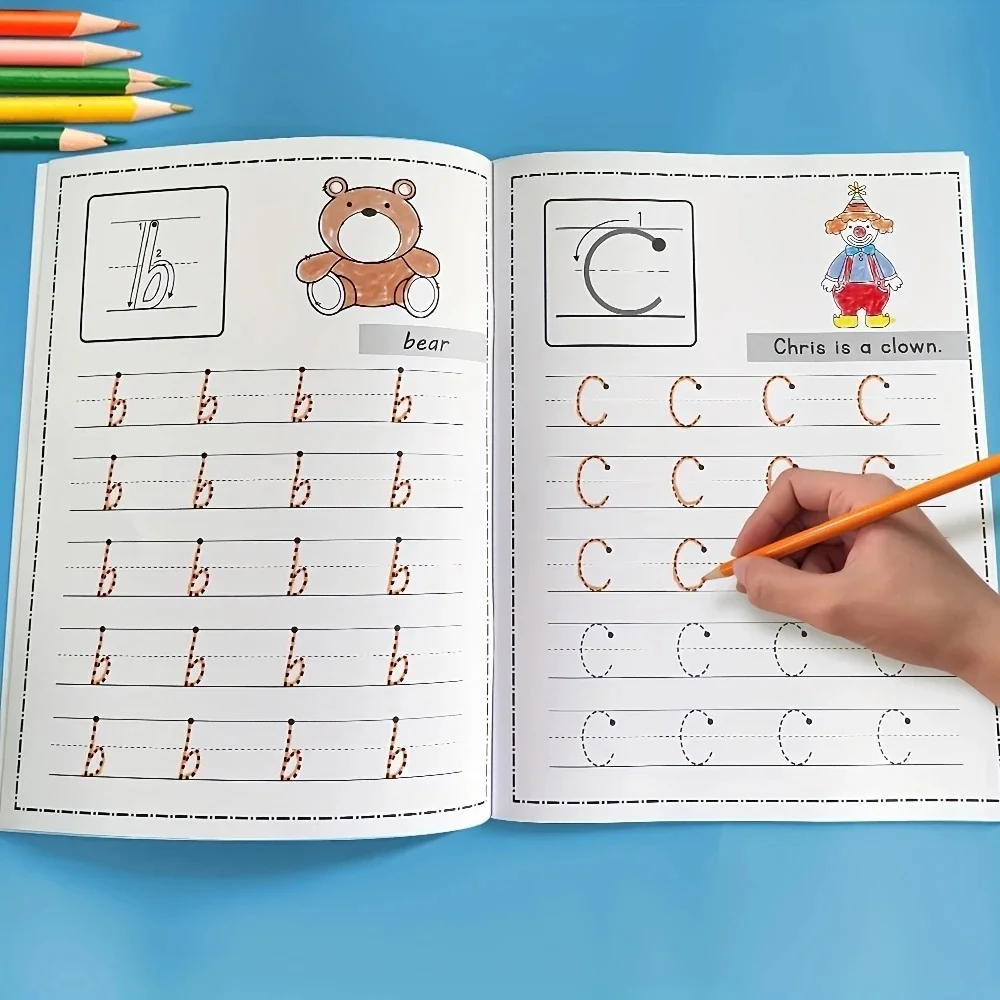 Letters A-Z Alphabet Early Education Tracing Workbook Writing Exercise Handwritting Practice Worksheets Trace Letters Montessori