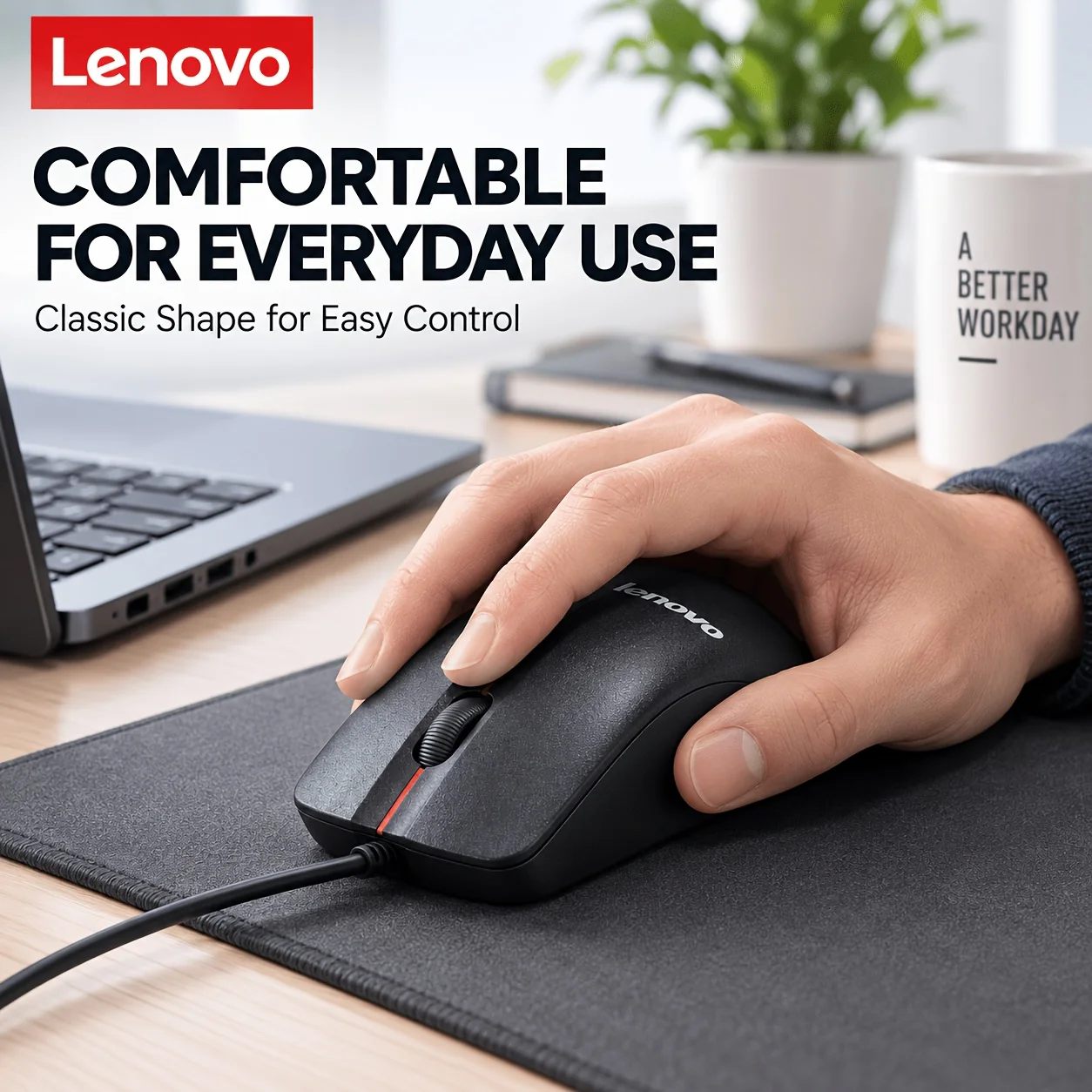 Lenovo M20 Halloween Wired USB Optical Mouse 3 Button Plug & Play Smooth Cursor Control for PC Laptop Office