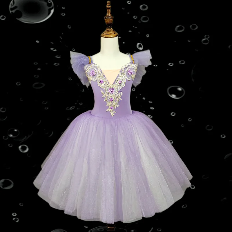 Vestido de princesa para bebé, vestido de Ballet, tutú largo romántico, bailarina profesional del lago de los cisnes, disfraz de hada para niñas y niños