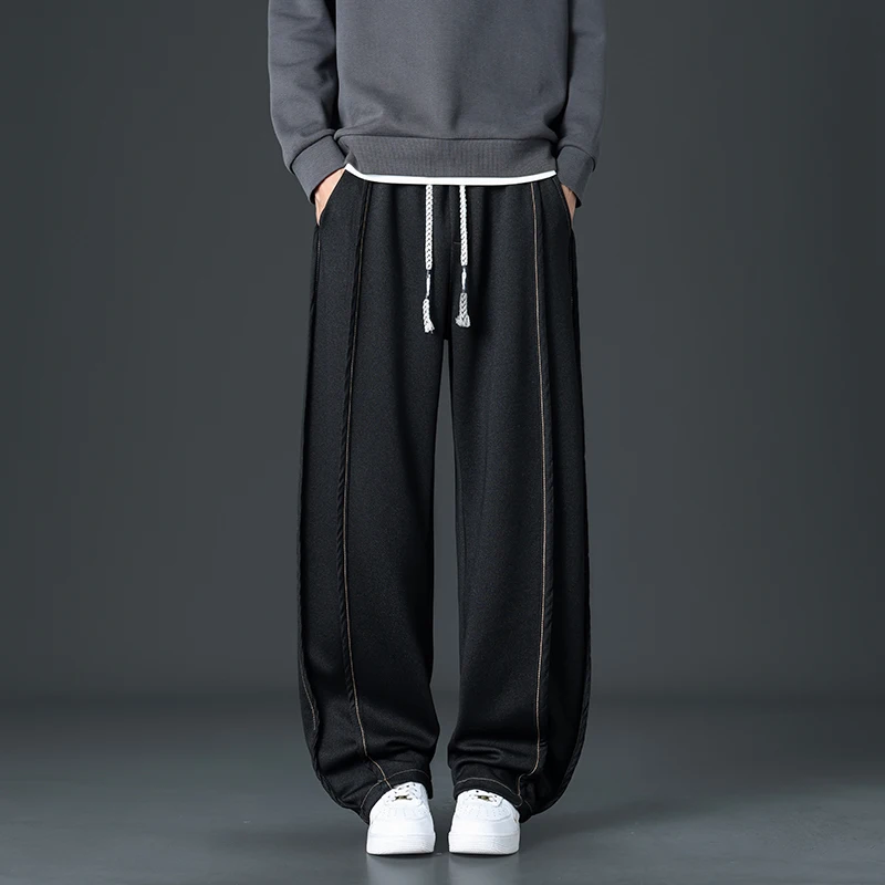 الرجال ربيع الخريف البضائع السراويل الرجال واسعة الساق عموم Tjeans عادية في سن المراهقة الرجال فضفاض مستقيم الساق السراويل العصرية العلامة التجارية واسعة الساق السراويل