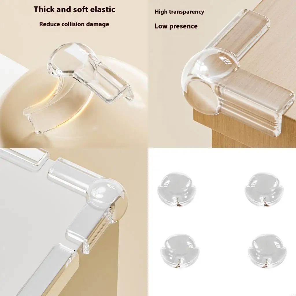 

C5AA 4PCS Furniture Edges Protectors Flexible PVC Cushioning Side Table Corner Guards For Nursery Home Safety