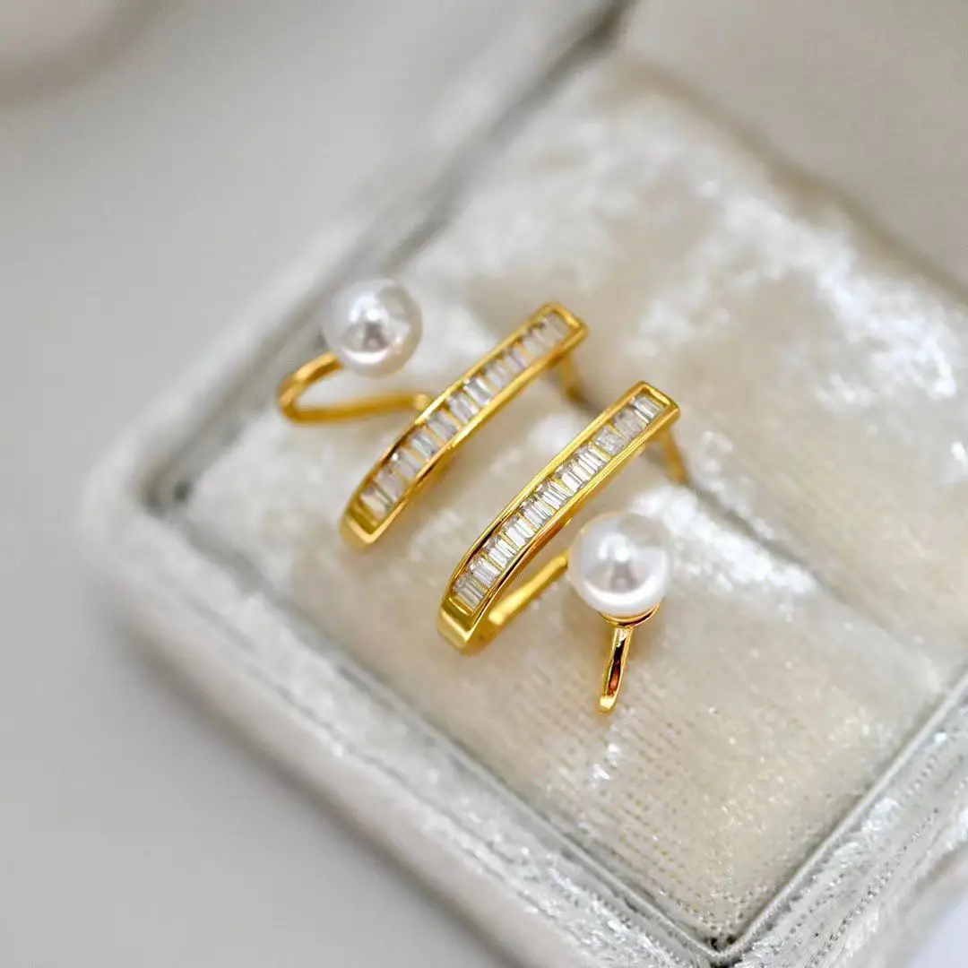 Wholesale S925 Sterling Silver Earrings Mount Findings Settings Base Mounting Parts Accessory for 4-5mm Pearls 5 pairs/lot