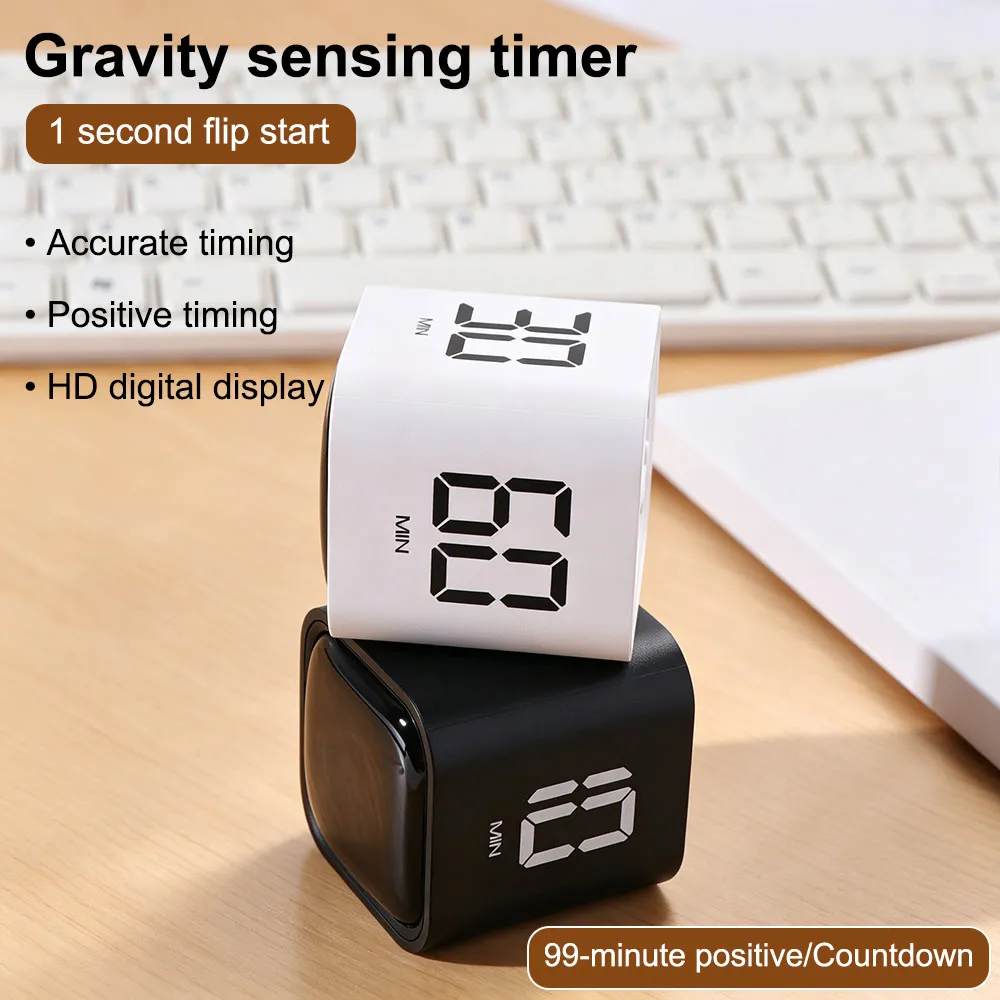 Efficient Dual Modes Timer Dual Mode Gravity Sensor Counter Kitchen Timer Usb-c Charging Alarm Clock
