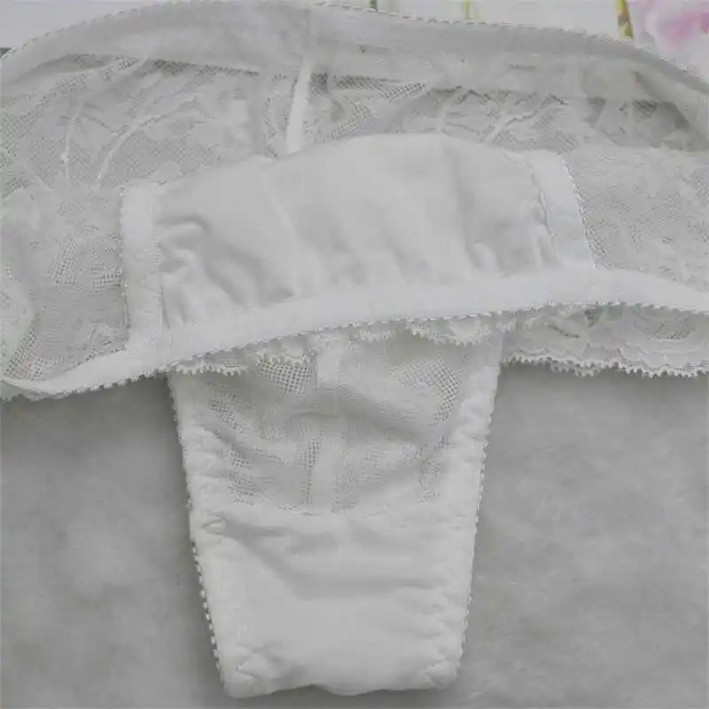 T-Brief en dentelle blanche pour homme, demi-transparente, Sexy, cadeaux BF, fête privée FKK, Harajuku Thai