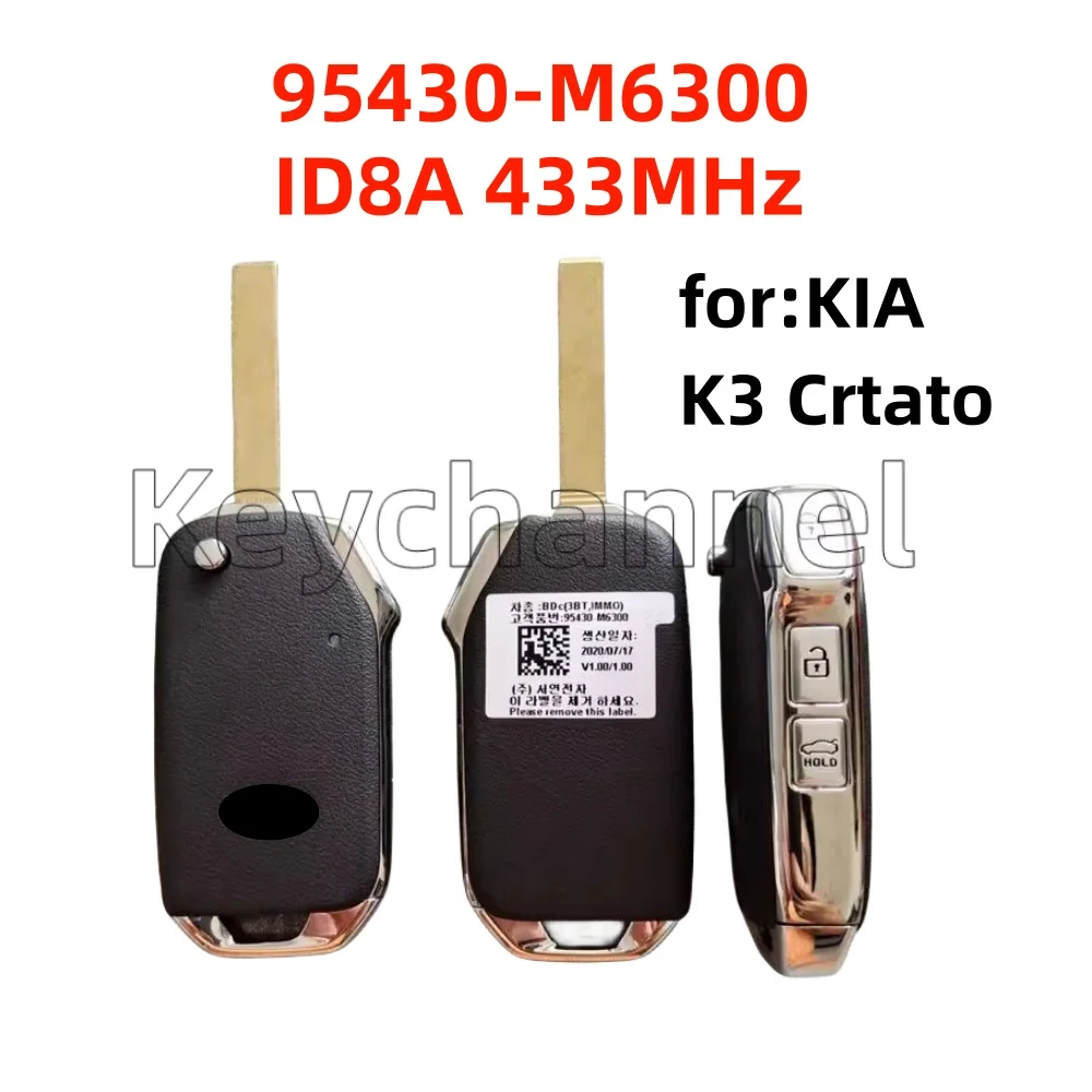 

OEM 3 Button Car Flip Remote ID8A 433MHz Wireless Key 95430-M6300 Remote for Kia Cerato K3 2019 FCCID CCAL18LP0160T7 TRPWS21