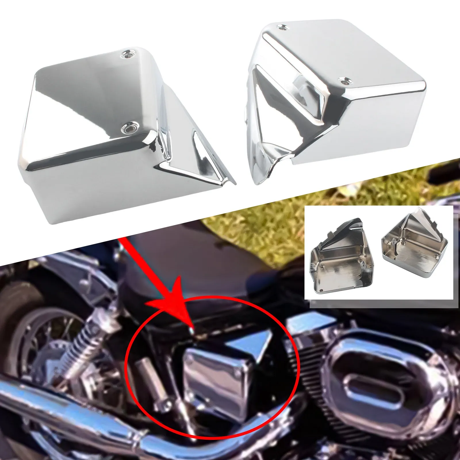 1 Pair Motorcycle Battery Left Right Side Fairing Covers For Honda Shadow Spirit VT750 DC 2000-2009 / Black Widow 2000-2007