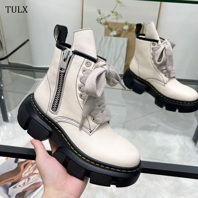 

2024 Women Boots Casual Shoes Woman Leather Chelsea Ladie Classic Punk Female Goth Shoes High Platform Boots Women Botas