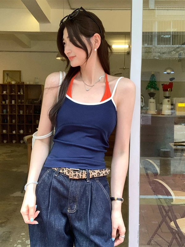 Gilet con cinturino con spalle scoperte dal design sexy per ragazza Abbigliamento estivo da donna all'aperto con imbottitura interna per il petto Top Bal Svel