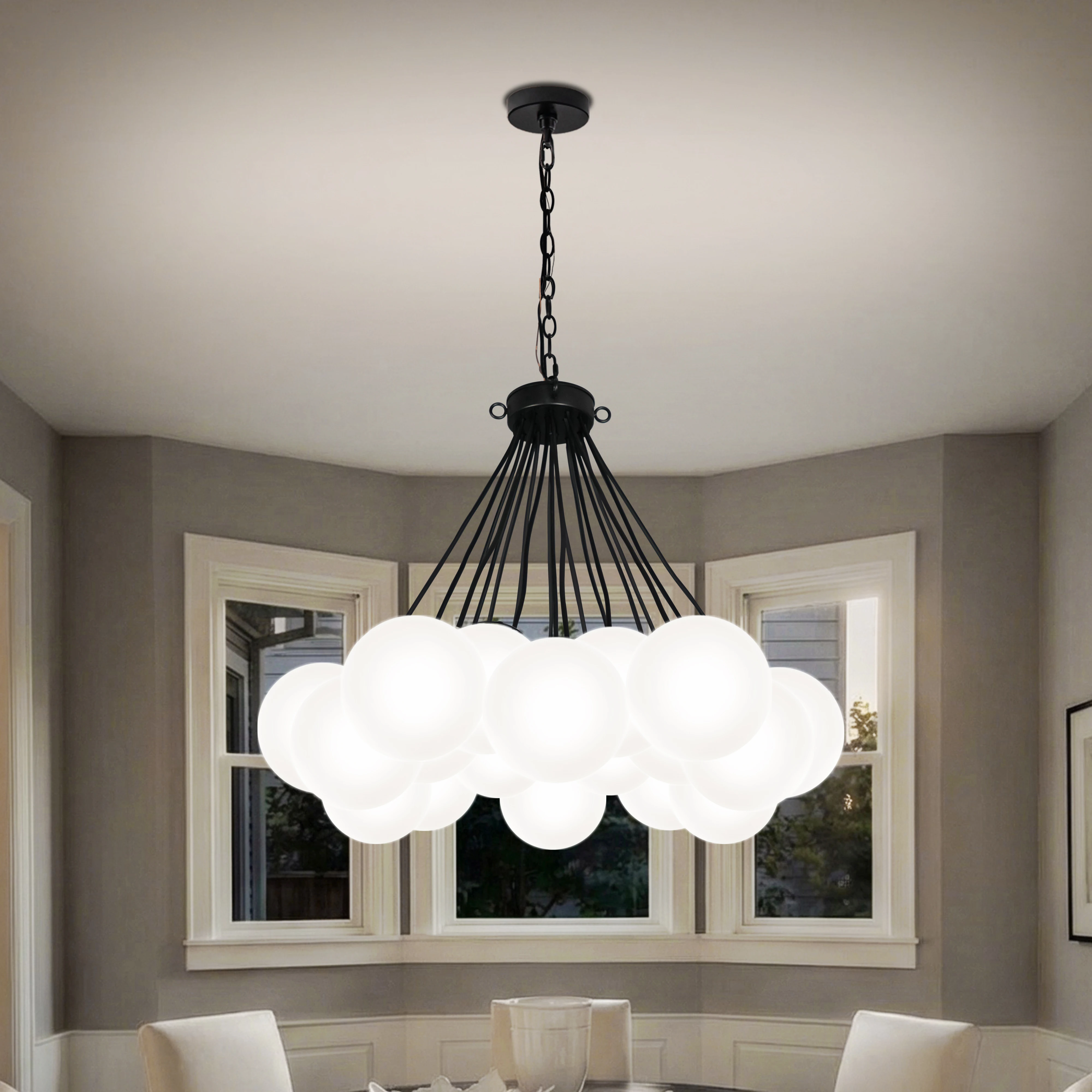 

Modern Cream Bubble Chandelier Creative Glass Ball Chandelier Bedroom Kitchen Planet Lamp Study Restaurant Pendant Light Fixture