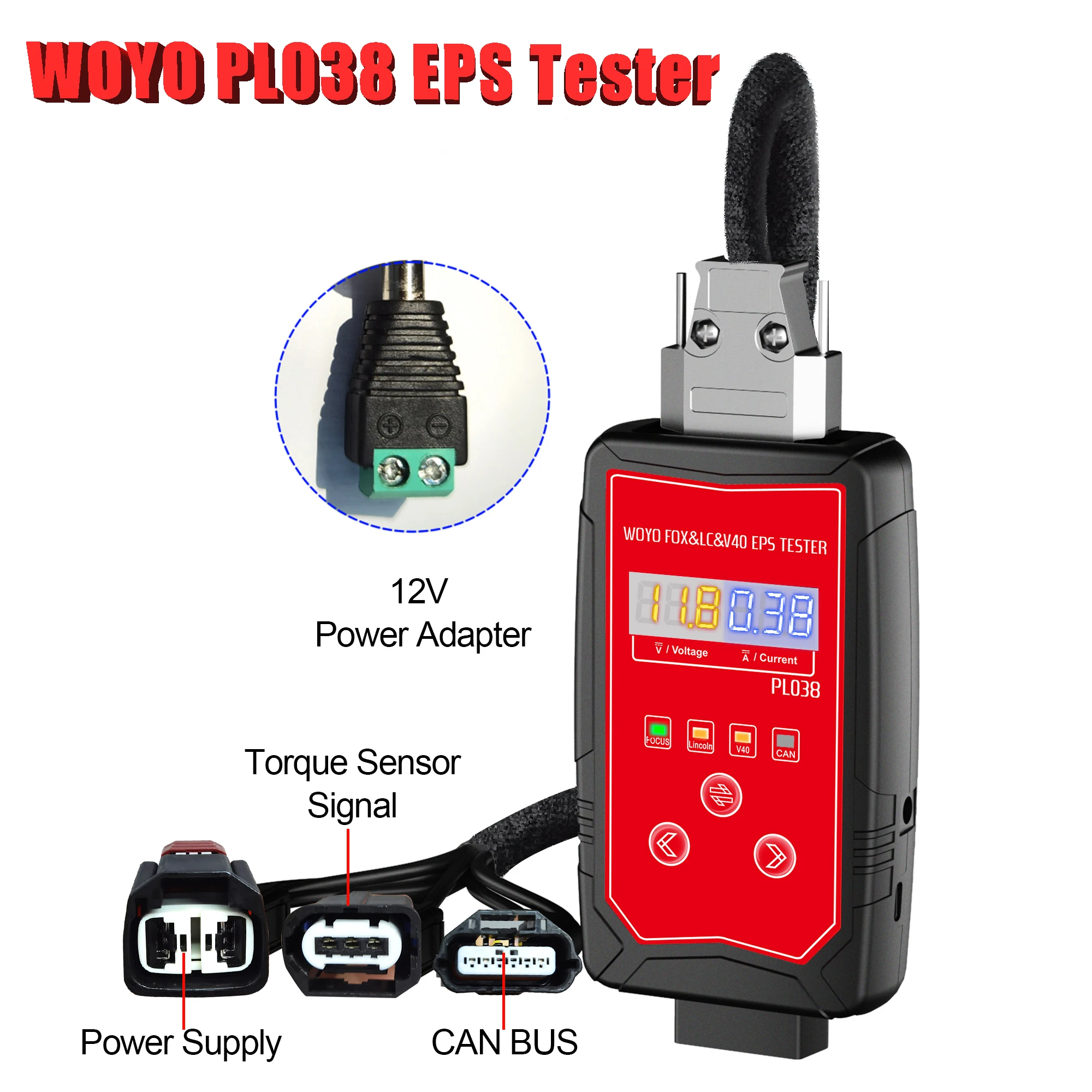 WOYO PL038 EPS Tester for Ford Focus Kuga Explorer Lincoln Volvo Car Diagnostic Tools Power Steering Wheel Motor Tester