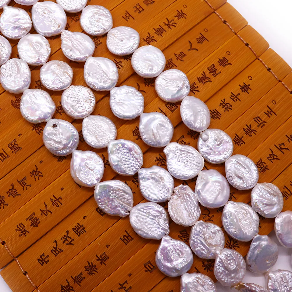

Natural Freshwater Pearls Round Button Beads Straight Hole Irregular Shape Loose Beads for DIY Bracelet Necklace Jewelry Making