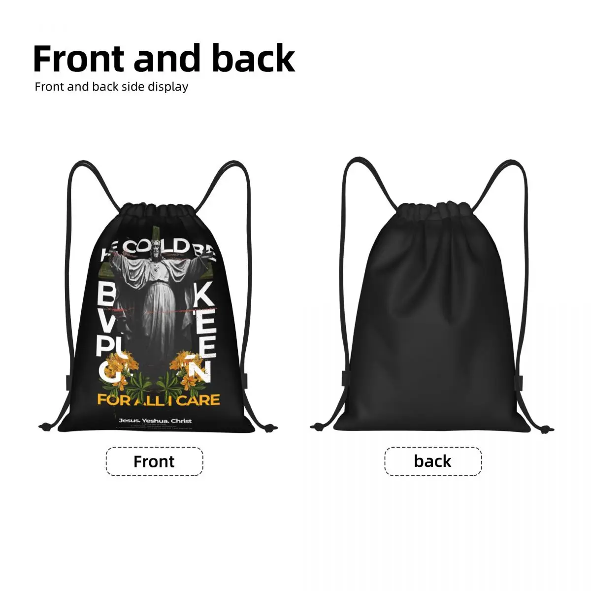 Fashion Jesus God Bag Stylish Christian Backpack Drawstring Sports Gym Bags Y2K Harajuku String Sackpack for Yoga Fitness Travel