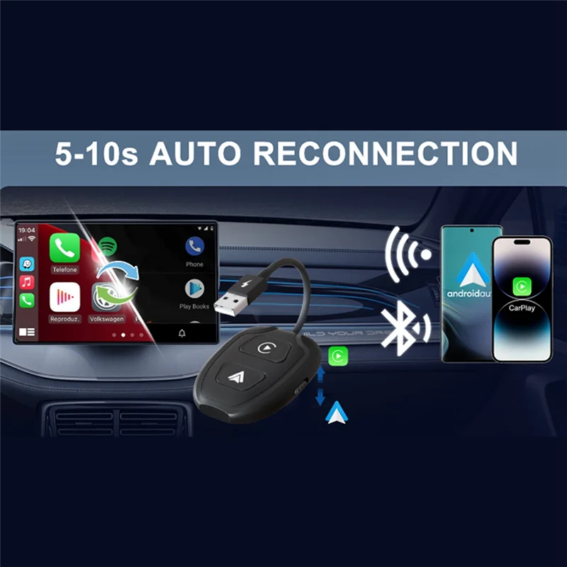 

Car Wireless Carplay&Android Auto Box 2In1 Wired To Wireless Dongle Plug&Play Carplay Android AUTO Adapter AI Box